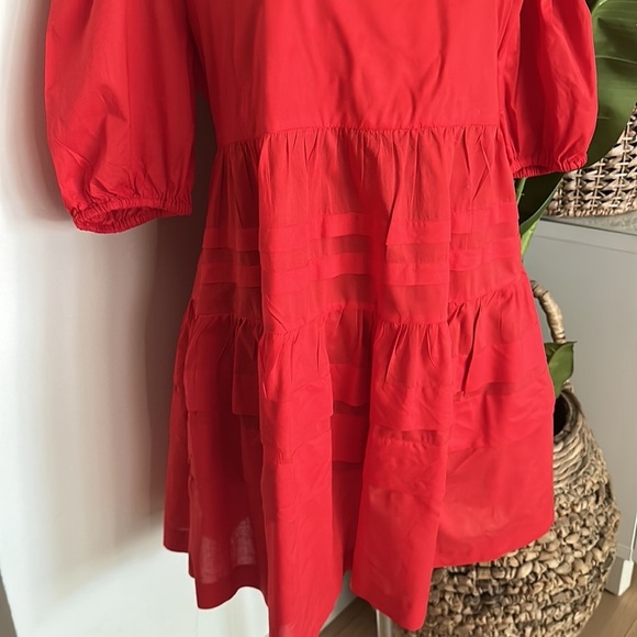 Mango Red Bubble Sleeve Dress - L - Picture 4 of 7